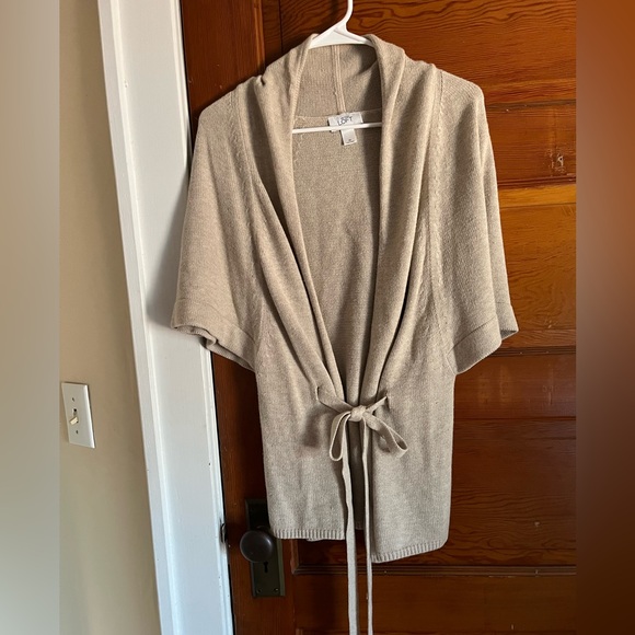 Ann Taylor Loft medium tan wrap sweater warm - Picture 1 of 5